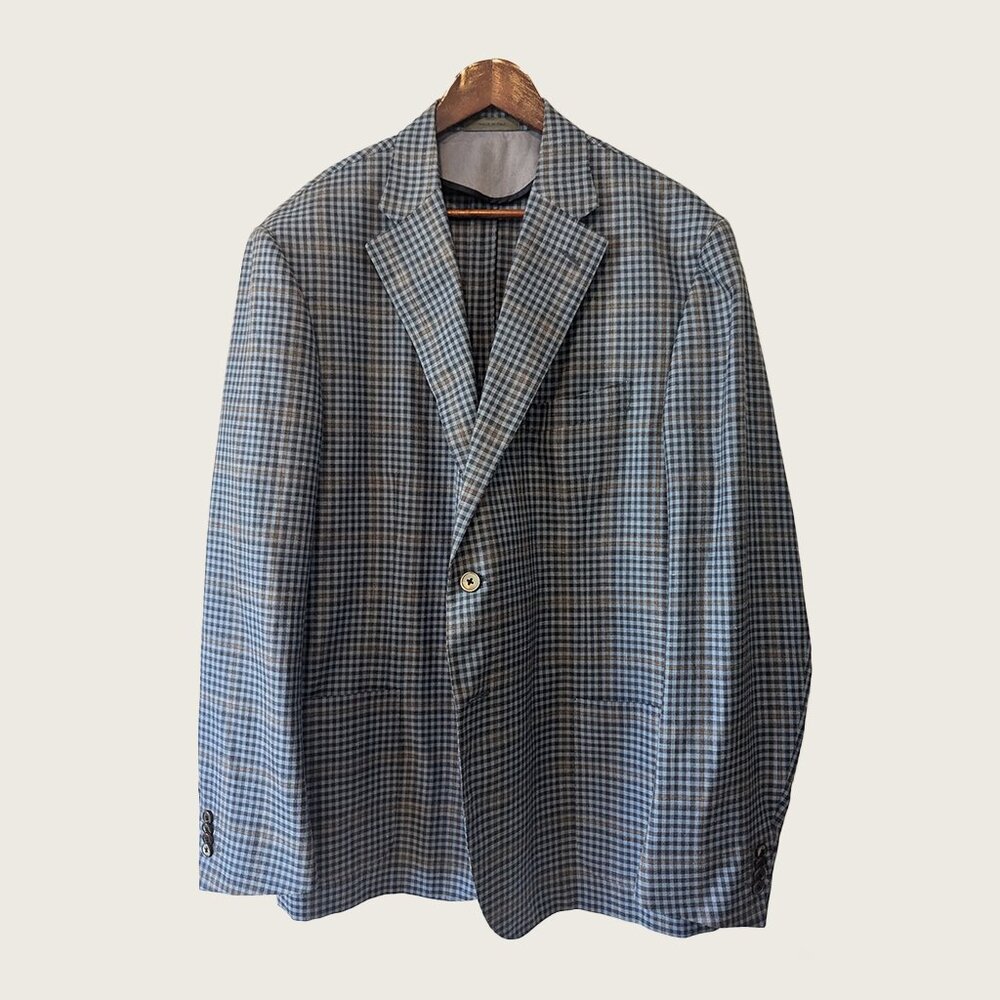 CORNELIANI - Light blue check jacket - Sz 60